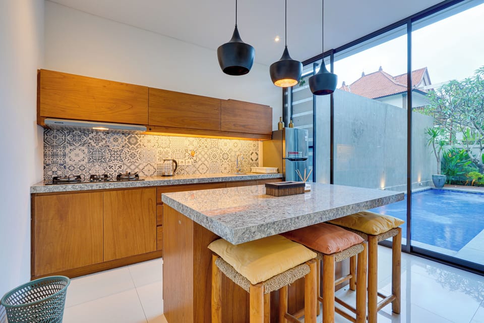 Villa, Pool View | Private kitchen | Electric kettle, toaster