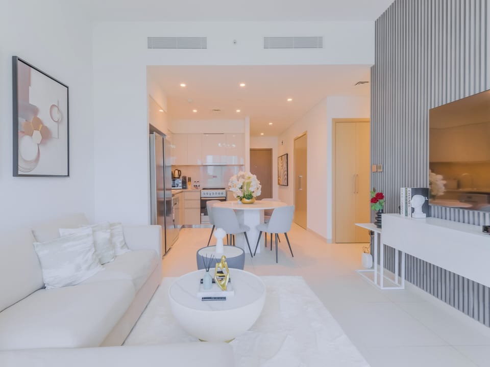 Luxury Apartment, Balcony, City View | Living area | 55-inch Smart TV with digital channels