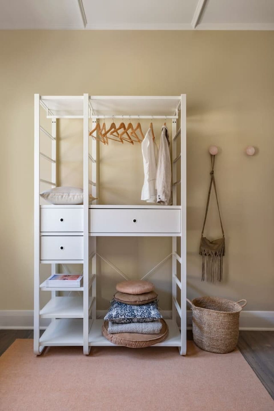 Storage is provided so you can unpack and settle in.