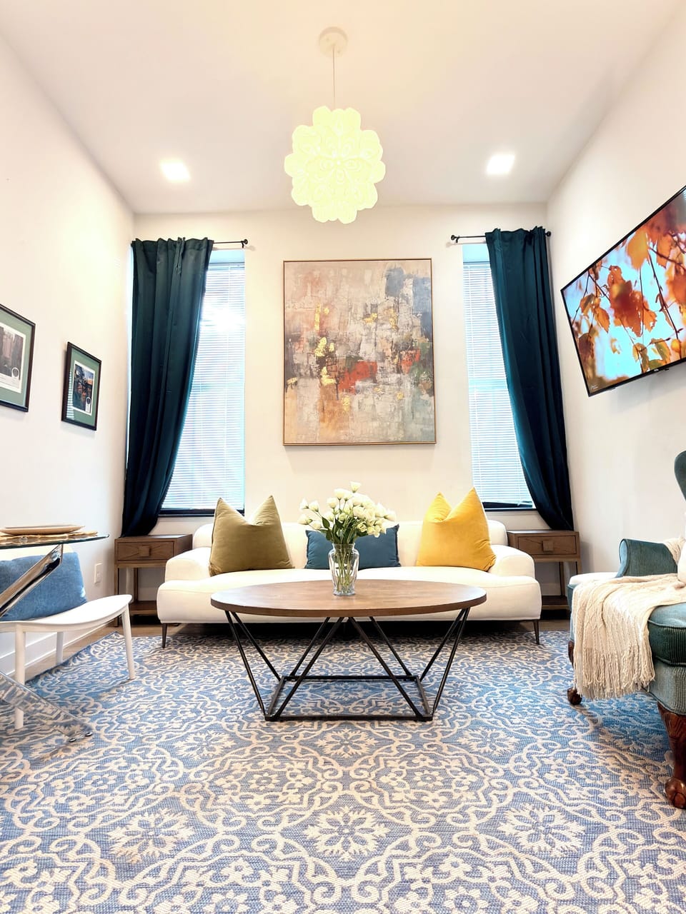 Curated art creates a comfortable, stylish experience for guests.