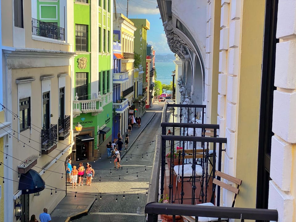 The vibrant view from your 3 balconies- perfect for sipping coffee or wine.