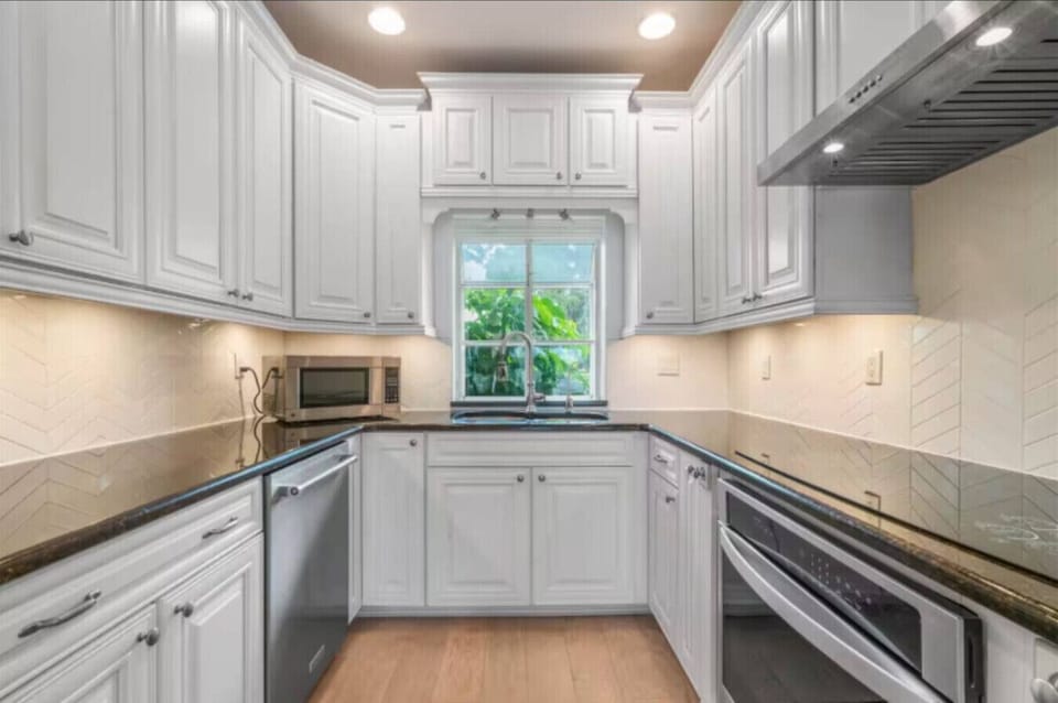 Kitchen with window facing the front of the home