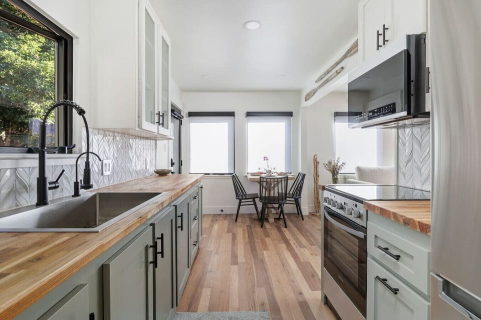 Modern farmhouse kitchen with premium appliances