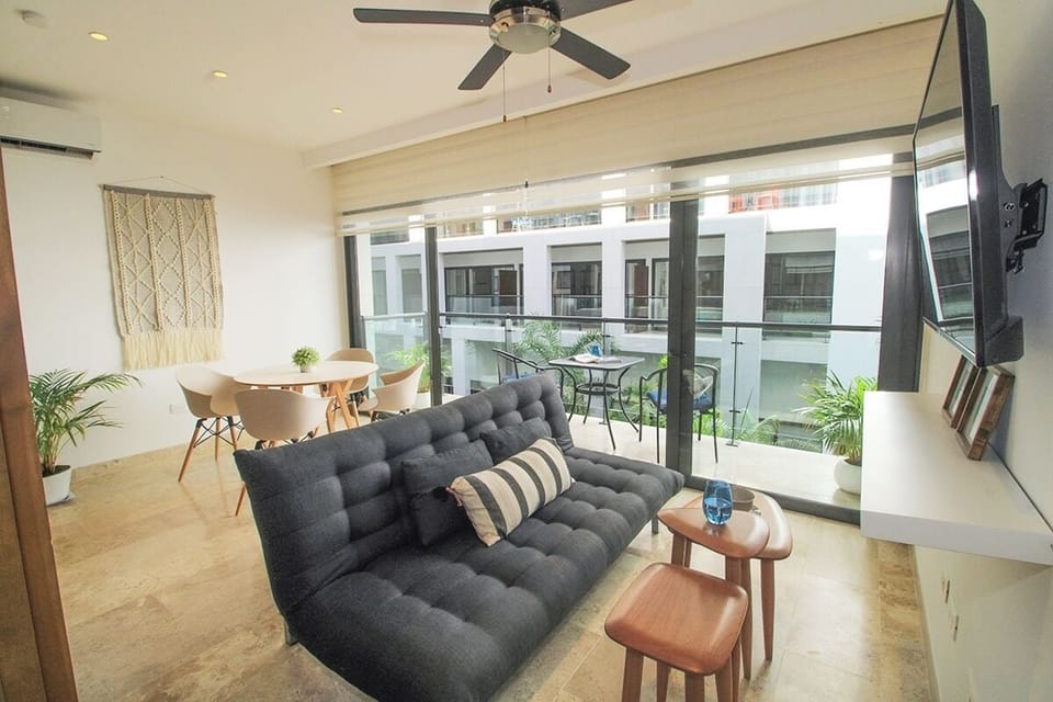 Comfort Apartment, 1 King Bed with Sofa bed, Balcony | Living area | 45-inch flat-screen TV with digital channels