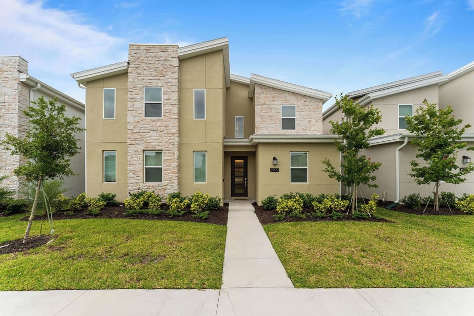 Front view of our two story nine bedroom home