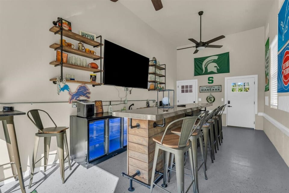 A man cave turned social haven — pour, laugh, repeat.