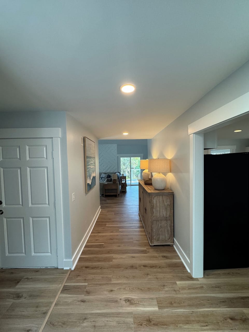 Front door entrance view entering into living room