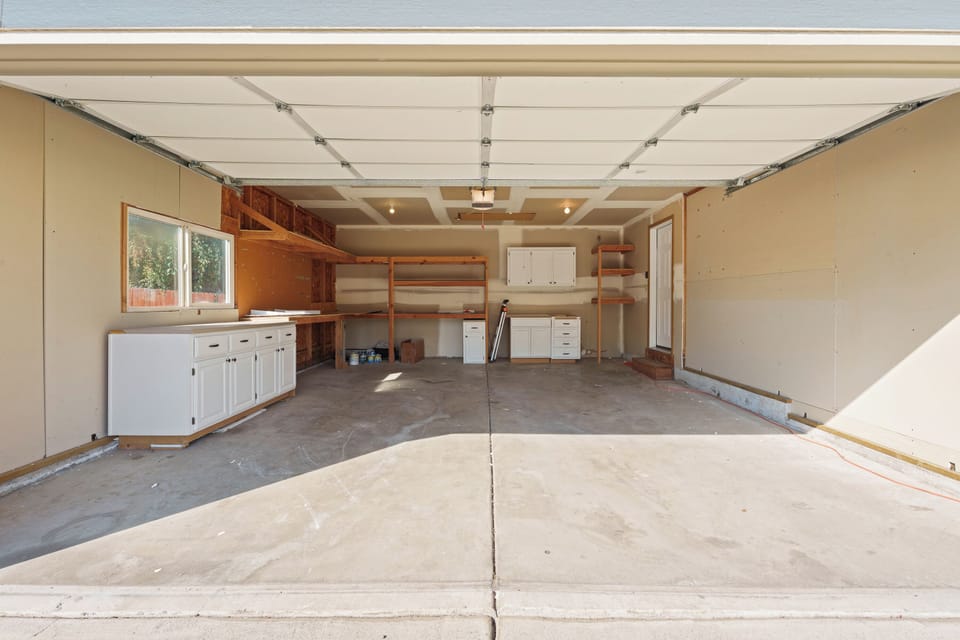 The garage has space for one vehicle