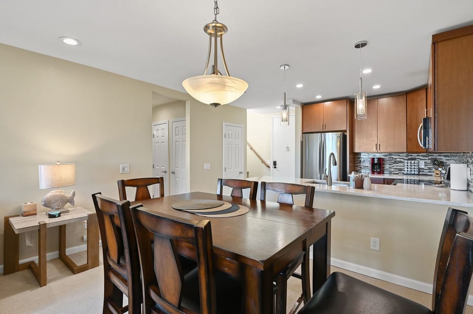 The unit features plenty of recessed lighting throughout