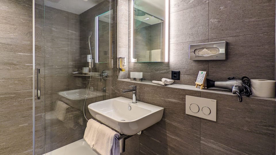 Double Room | Bathroom | Shower, hair dryer, towels