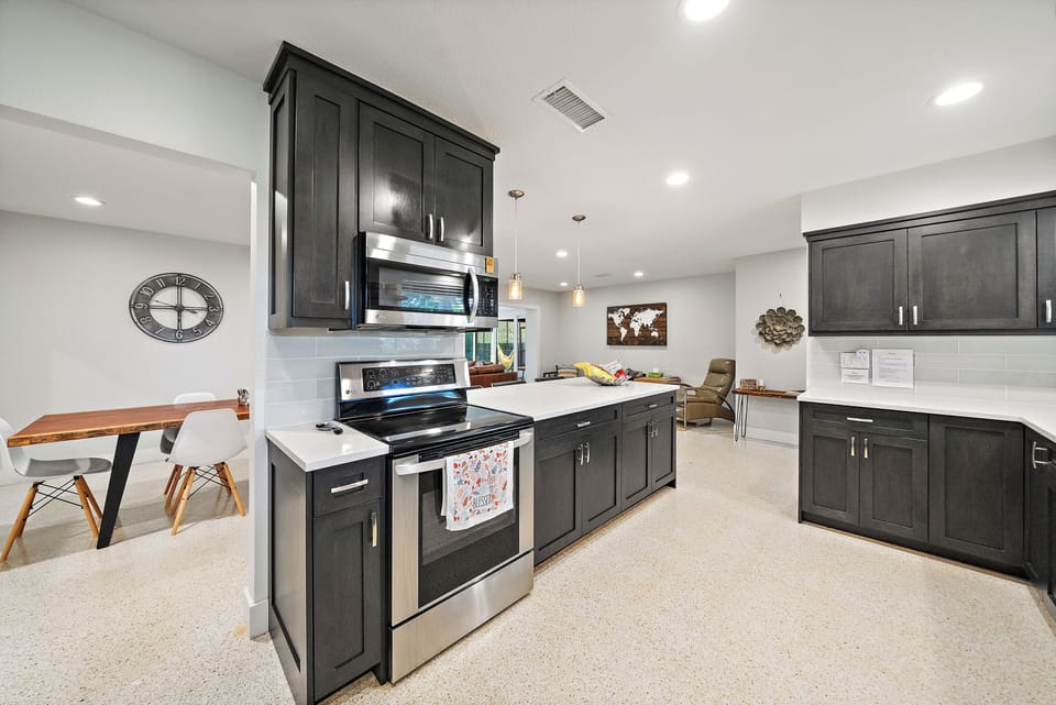The kitchen has state-of-the-art appliances.
