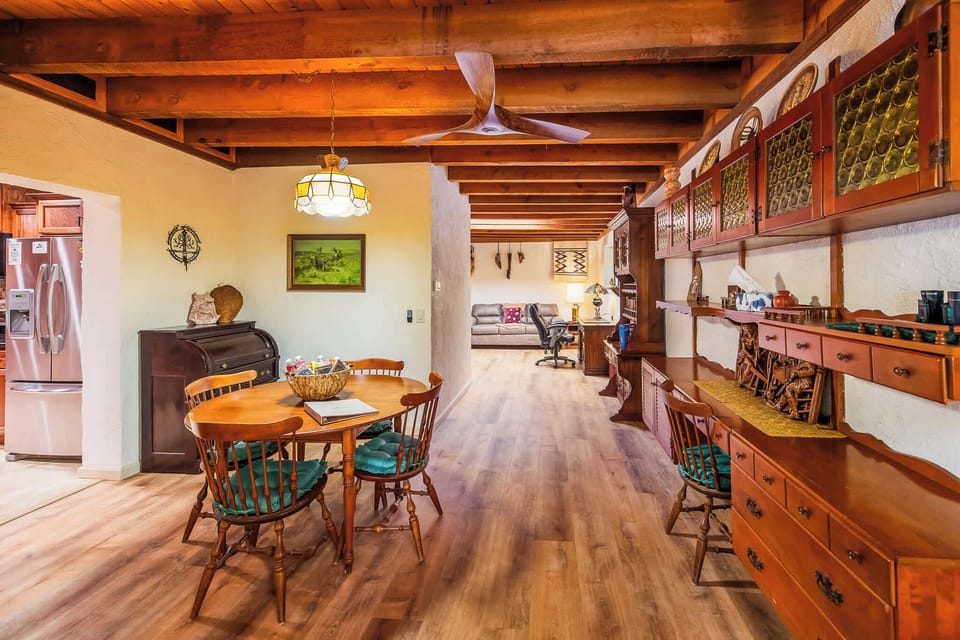 Warm and inviting dining space with rustic charm