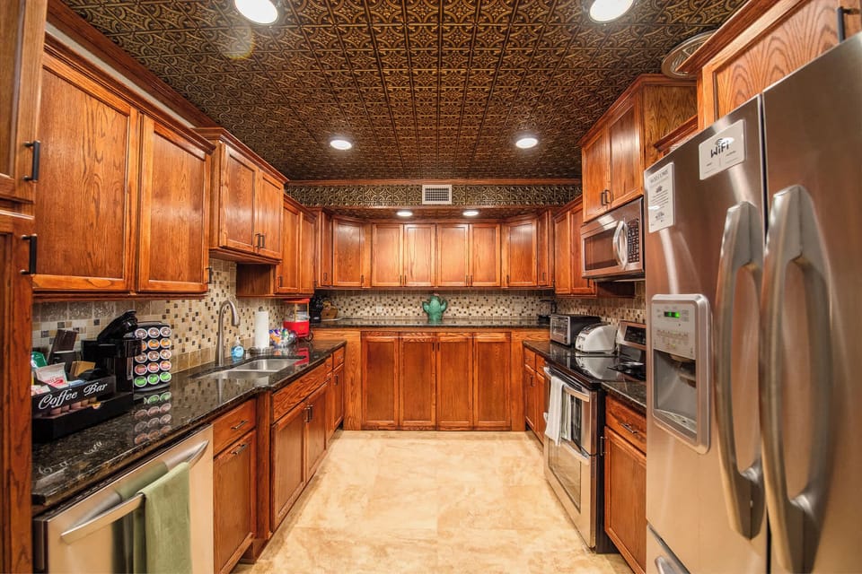 Everything you need, polished and waiting in the stocked kitchen.