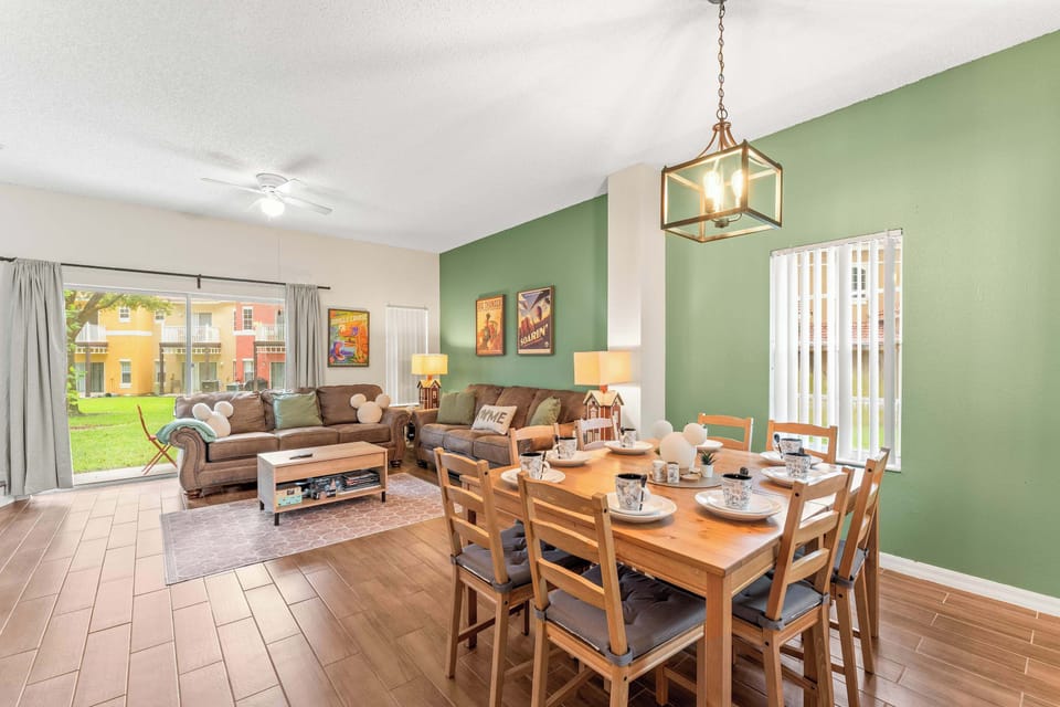 Open living and dining area