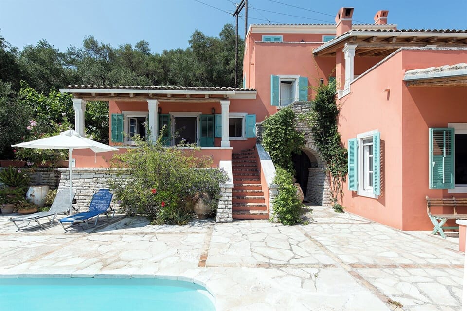 Looking from the pool towards the house.