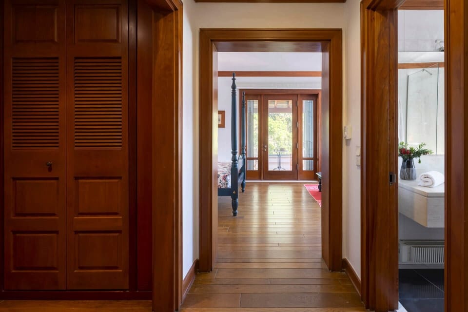 The first floor is home to three more bedrooms.
