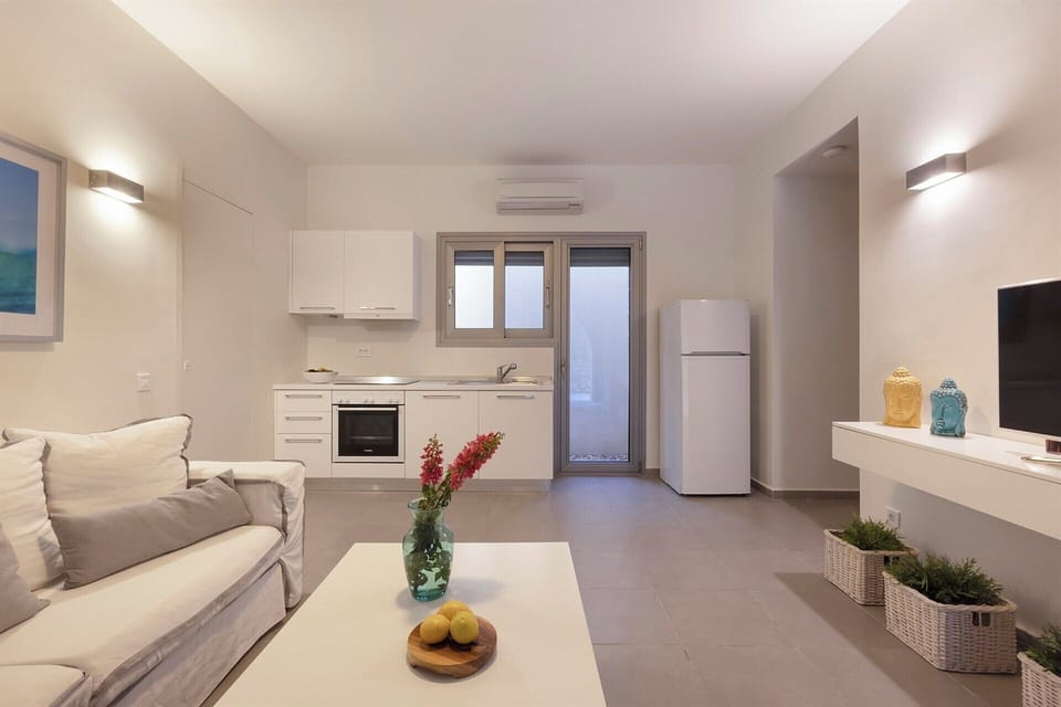 The suite's living area area with kitchen corner.