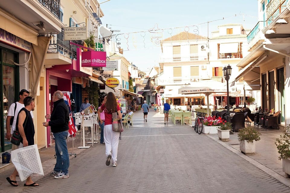 Strolling through the pedestrianised streets of Lefkada Town.