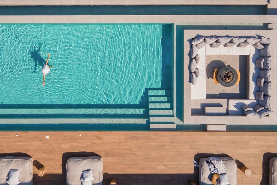 Enjoying the refreshing embrace of the pool.