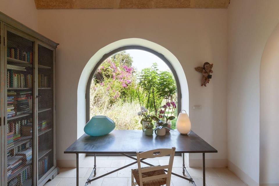 The library with its calming garden views.