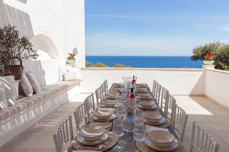 The main al fresco dining area with its super view out to sea.