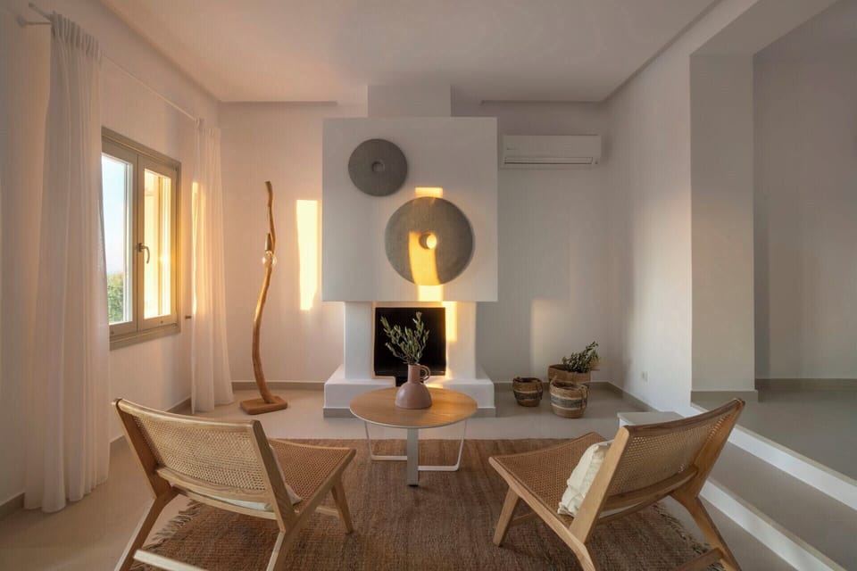 Part of the living area, suffused with soft sunlight.