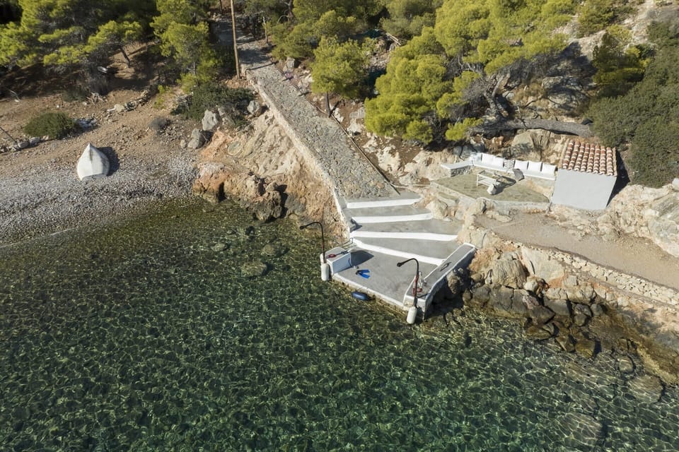The private dock below the property.