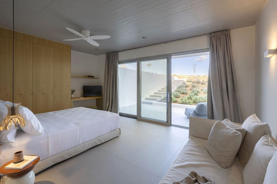 The same room seen from another angle, with its private terrace.