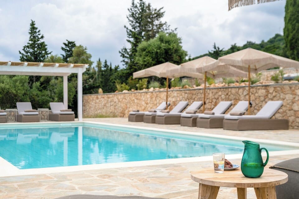 Relaxing down by Louisa's 14m-long pool.