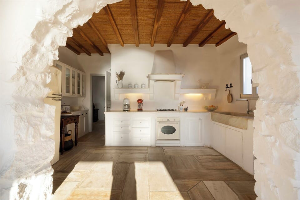The unique, well-equipped kitchen.