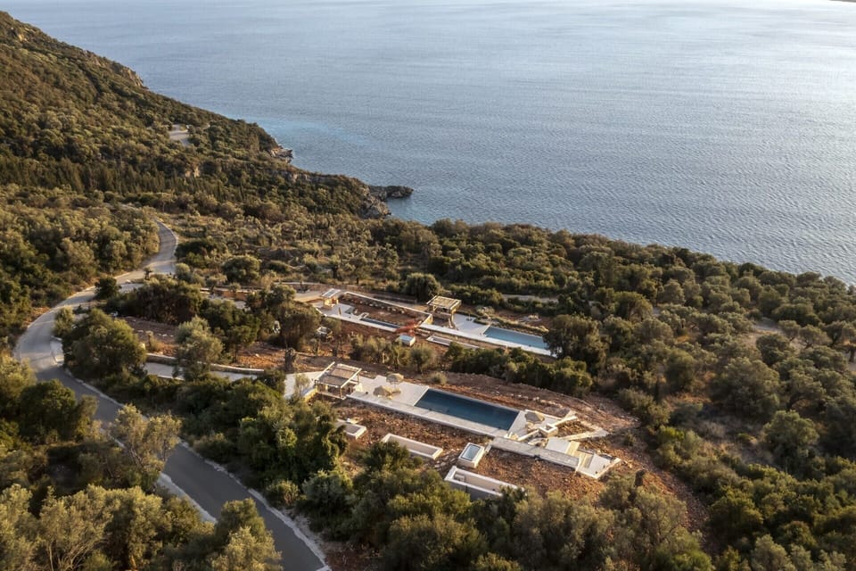 Rolima's position on a wooded hillside above the south coast of Lefkada is hard to beat.