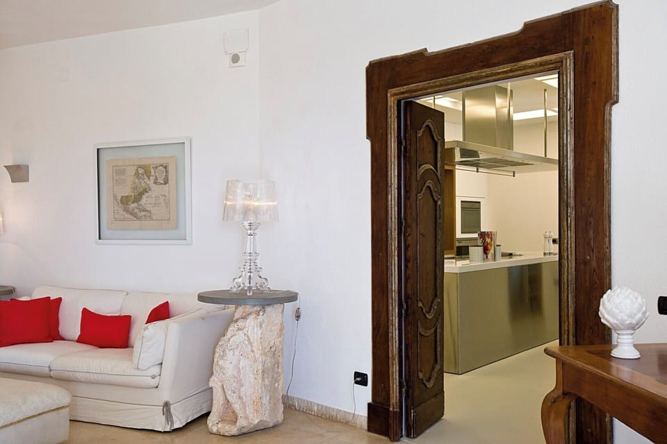 Going from the living area to the kitchen.