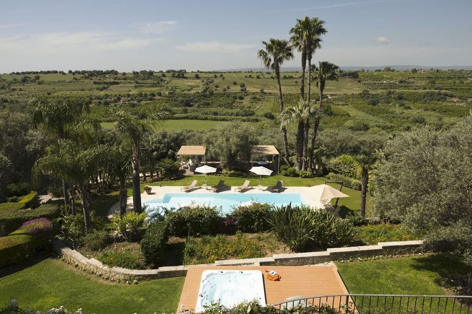 The pool and views of the surrounding countryside