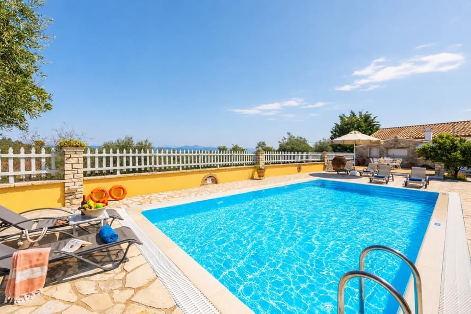 Private pool and terrace with sea views