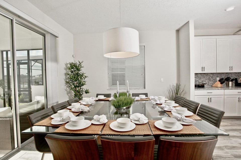 Elegant dining area set for gatherings