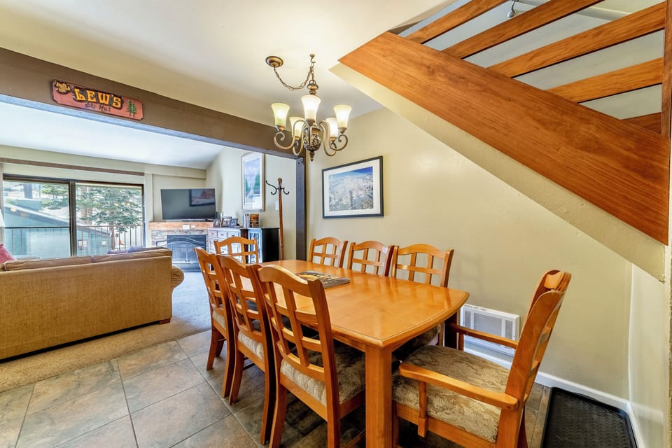 Dining table with seating for 8.
