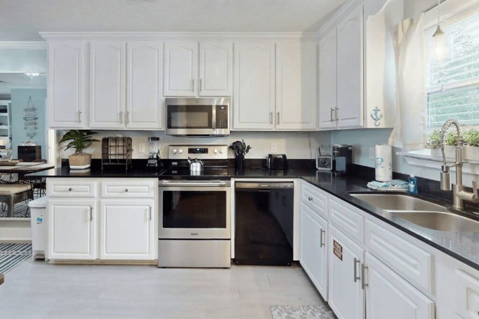 Full Kitchen with everything you want to make meals at home. 