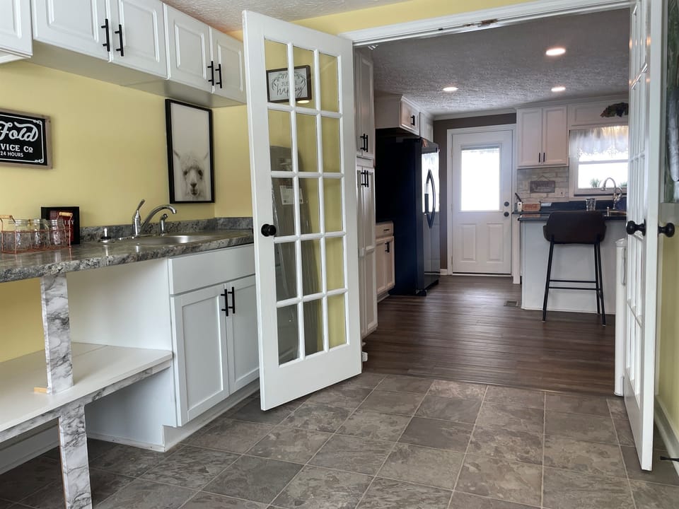 Extra sink, extra counter, extra room — space is never in short supply here.