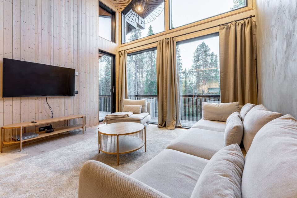The heart of the home: an open-concept lounge designed for ultimate relaxation after a day on the slopes.