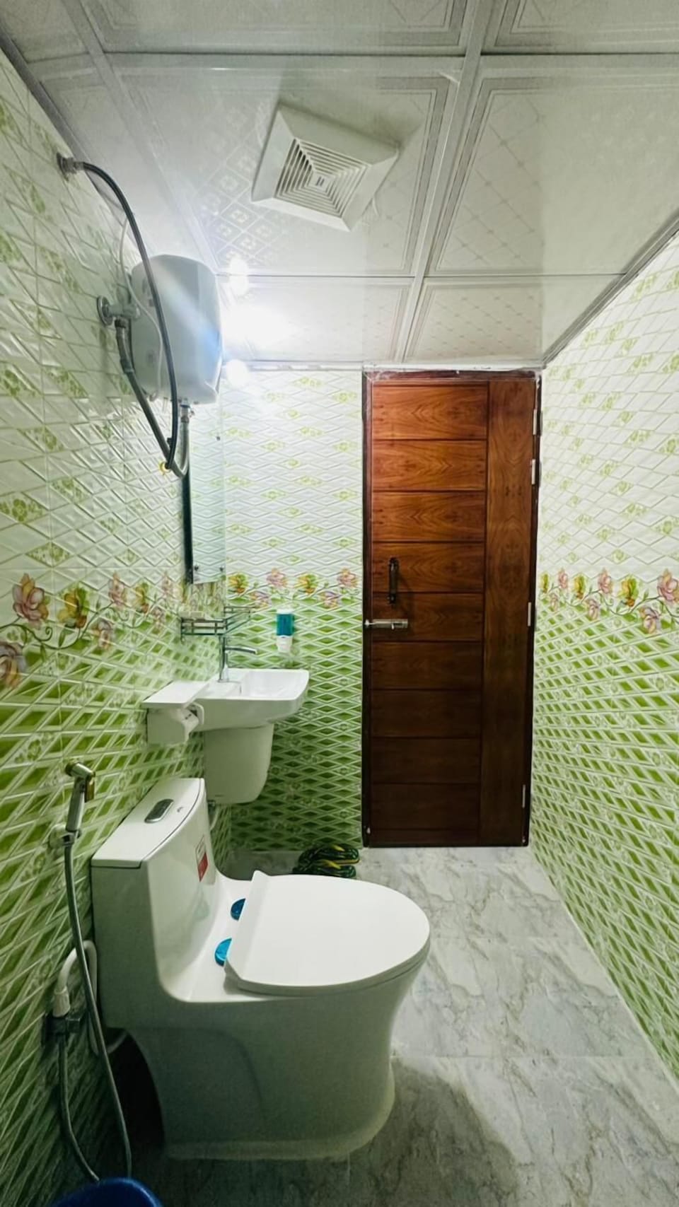 Slippers, towels, soap, shampoo