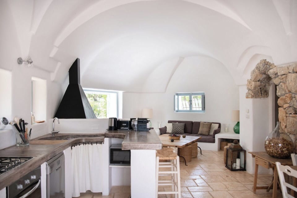 The spacious open-plan living, dining and kitchen area.