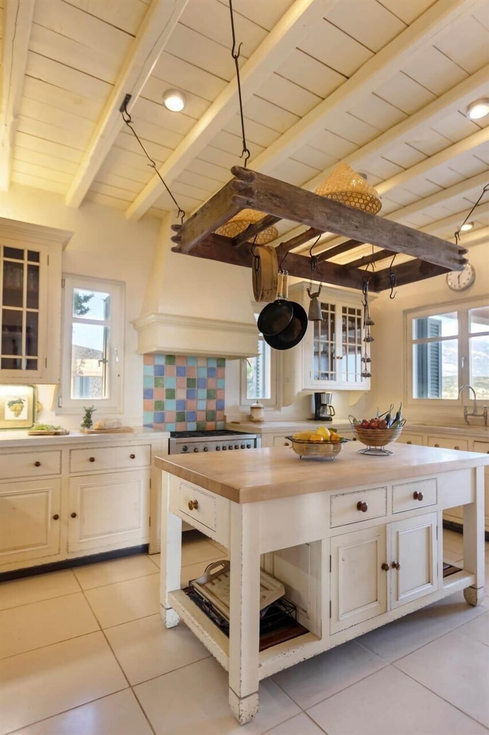 The well-equipped country kitchen with its central island.