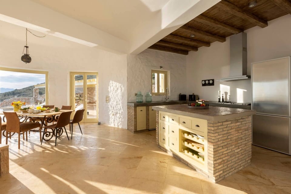 The well-equipped, open plan kitchen.