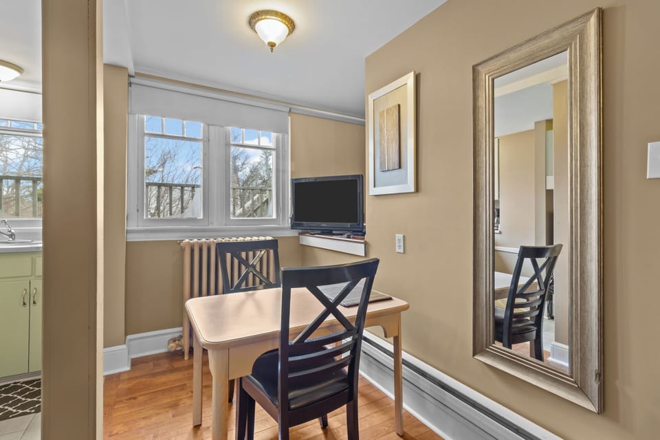 Dining nook with natural light — great for meals or remote work