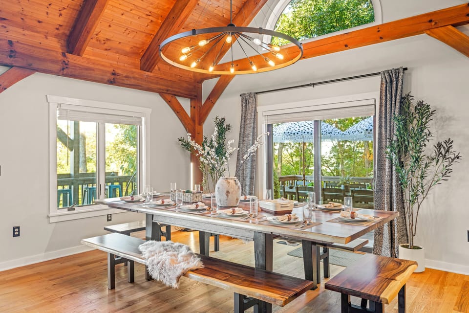 Primary dining table with space for 12