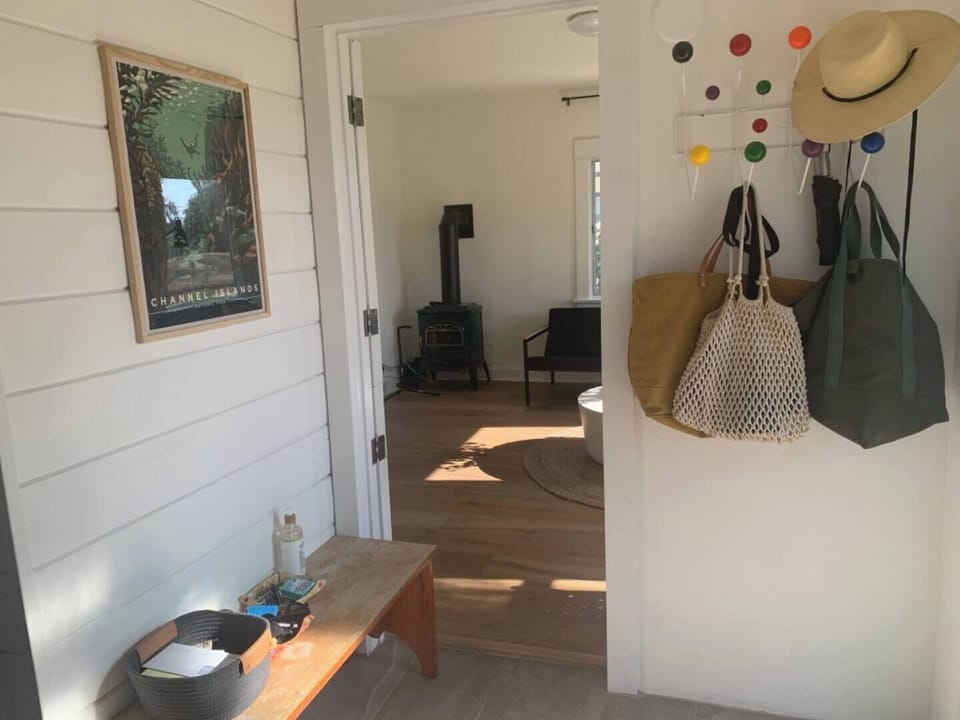 Entrance with sun room to to the left and living room to the right.  