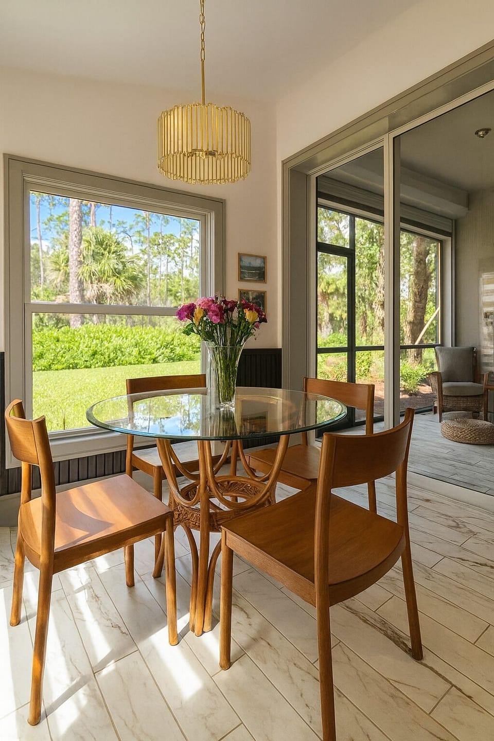Dining room with a lot of natural light