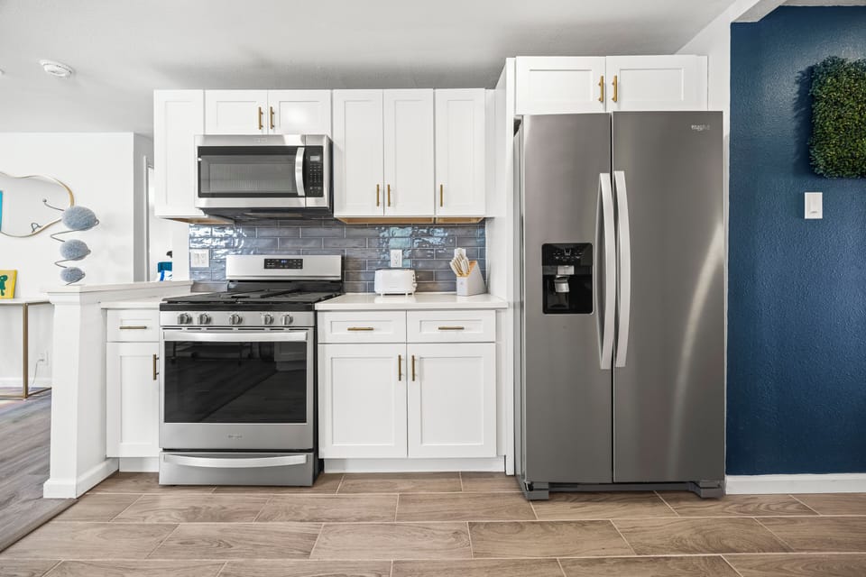 Enjoy true comfort in the kitchen with sleek stainless-steel, functional appliances.
