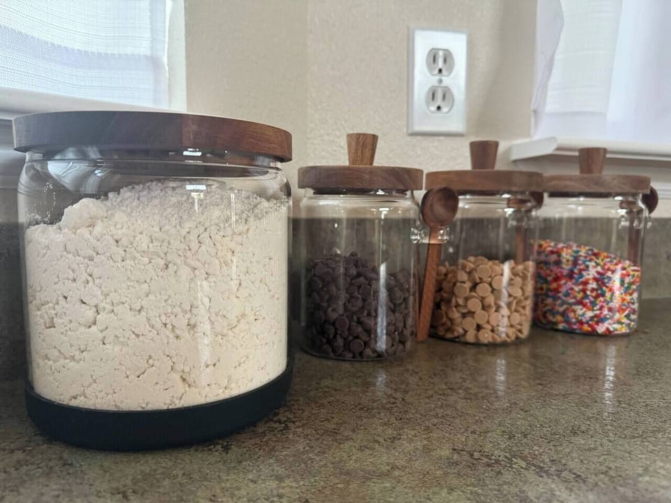 Kitchen pantry staples and baking supplies help make meal prep easier.
