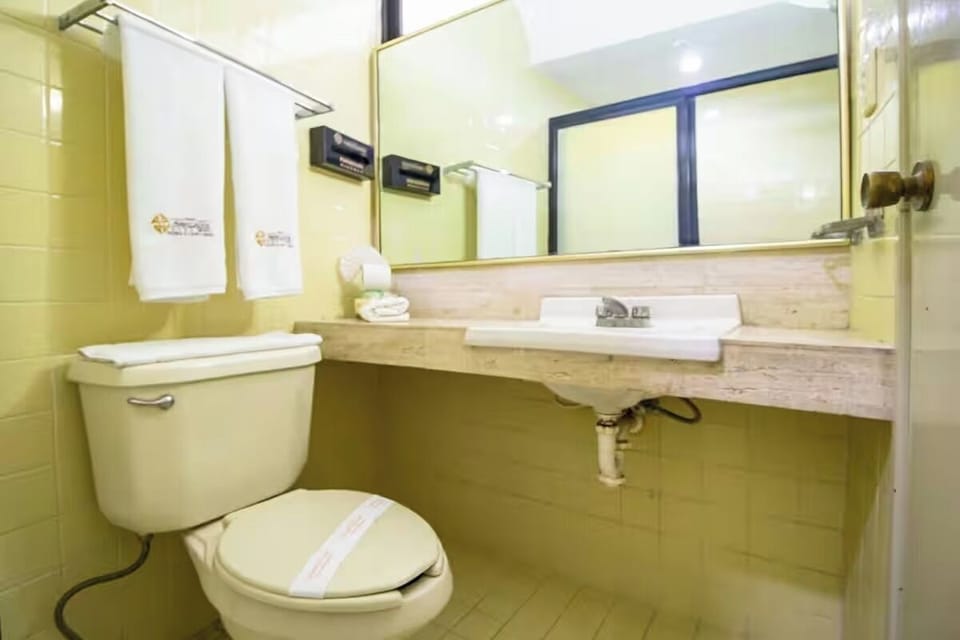 Start your day with a roomy vanity and fresh towels.